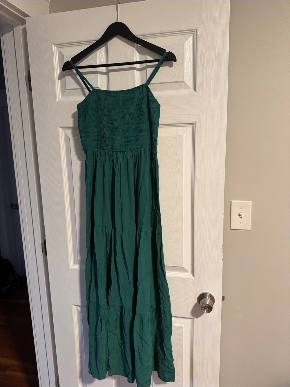 Emerald Green Smocked Maxi Sundress with Spaghetti Straps